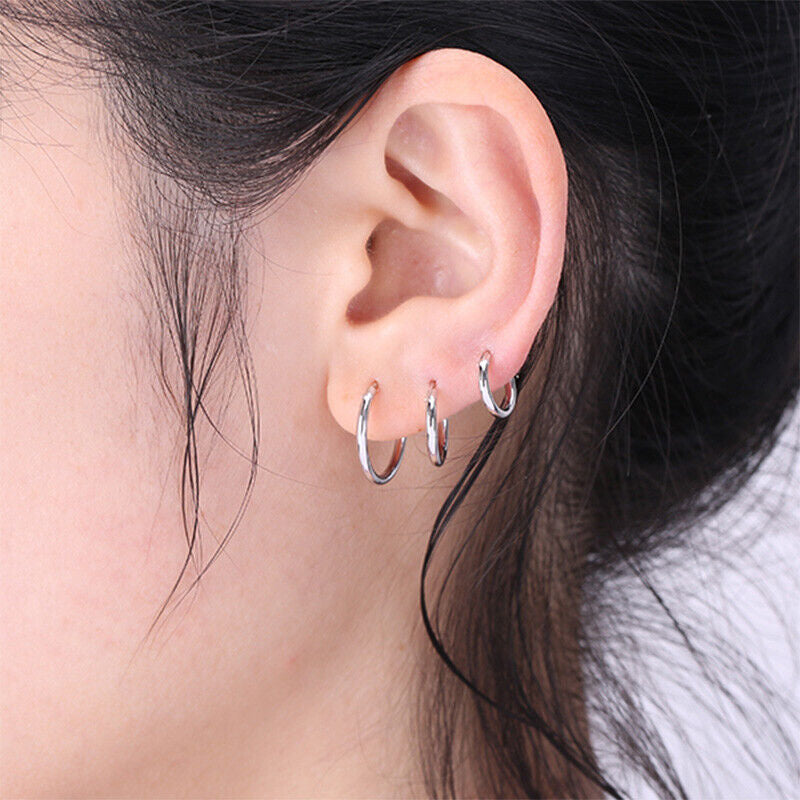 Men'S Stainless Steel Small Hoop Earrings Ear Cartilage Lip Piercing Nose Hoop