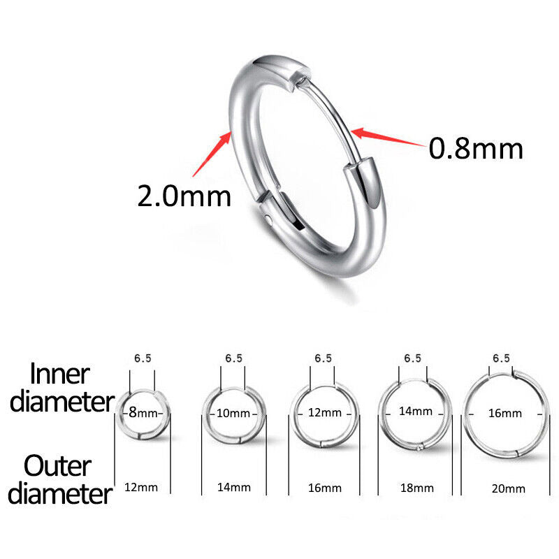 Men'S Stainless Steel Small Hoop Earrings Ear Cartilage Lip Piercing Nose Hoop