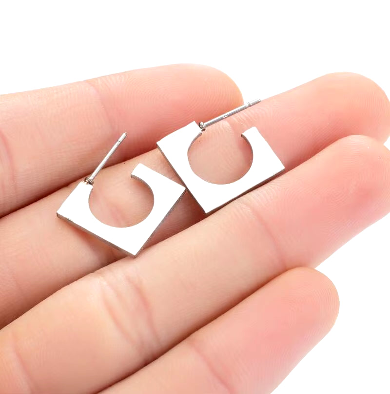 Stainless Steel Geometric Earrings for Women Girls Minimalist Jewelry Heart Bird Ghost Umbrella Cat Volleyball Earing Stud