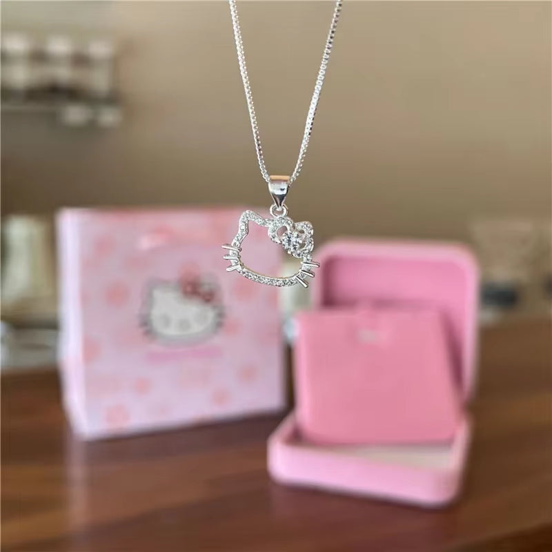 Hello Kitty Birthday Gift Kitty Necklace Female Sweet and Lovely Pendant Collarbone Chain for Girlfriends Walk Gift Hot Selling