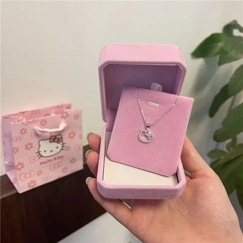 Hello Kitty Birthday Gift Kitty Necklace Female Sweet and Lovely Pendant Collarbone Chain for Girlfriends Walk Gift Hot Selling