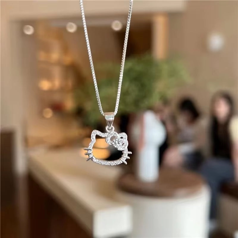 Hello Kitty Birthday Gift Kitty Necklace Female Sweet and Lovely Pendant Collarbone Chain for Girlfriends Walk Gift Hot Selling