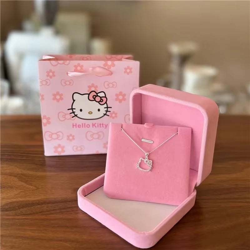 Hello Kitty Birthday Gift Kitty Necklace Female Sweet and Lovely Pendant Collarbone Chain for Girlfriends Walk Gift Hot Selling