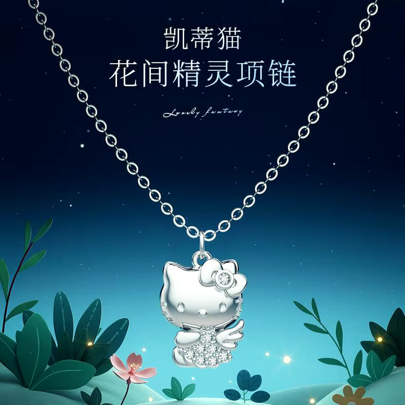 Hello Kitty Birthday Gift Kitty Necklace Female Sweet and Lovely Pendant Collarbone Chain for Girlfriends Walk Gift Hot Selling